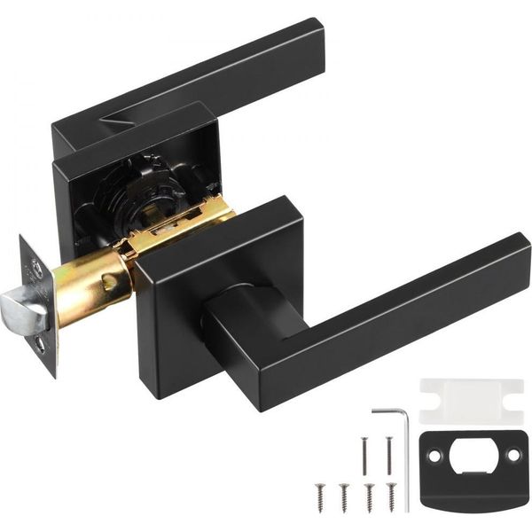 Maniglia Per Porta Di Passaggio 1 Pz - Maniglia A Leva Nera Opaca - Maniglia Reversibile Per Interni - Maniglia Per Porta Interna Nera Opaca-image