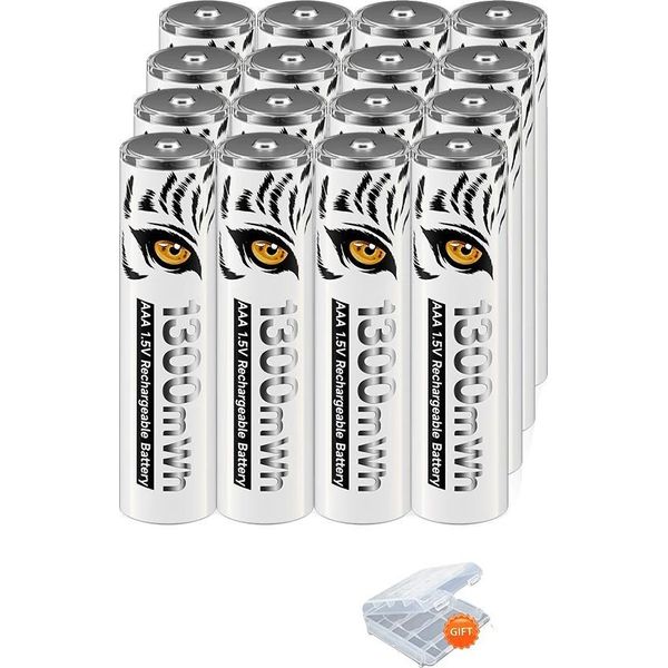 Batterie Ricaricabili Agli Ioni Di Litio, 3500Mah Aa, 1300Mwh Aaa, 16 Pezzi Di Batterie Aaa-image