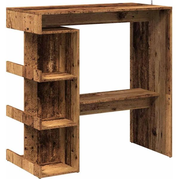 Syfax™ Tavolo Bar Con Ripiani Legno Antico 100X50X101,5 Cm Truciolato-image