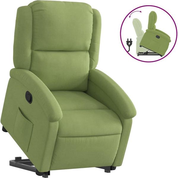 Vidaxl Poltrona Relax Con Supporto In Piedi Velluto Verde Chiaro-image