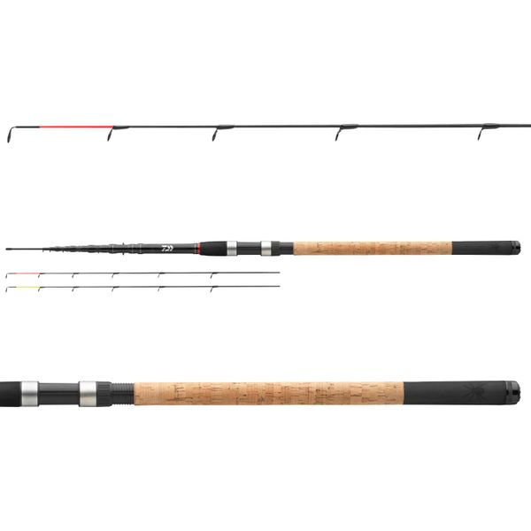 Daiwa Black Widow Tele Feeder, 3,6M, 11,81Ft, 0-120G, 8 Teile, Feeder Angelrute, Semi-Parabolico, 11575-361-image