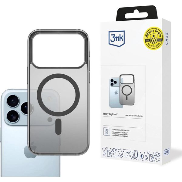 3Mk Frosty Magcase Custodia Per Cellulare Con Anello Magnetico Custodia Protettiva Compatibile Con Iphone 17 Pro Nero-image
