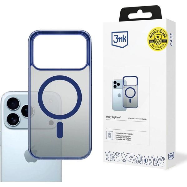 3Mk Frosty Magcase Custodia Per Cellulare Con Anello Magnetico Custodia Protettiva Compatibile Con Iphone 17 Pro Max Blu-image