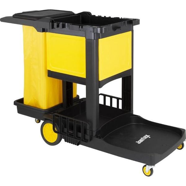 Carrello Di Pulizia Jantex Nero Con Armadietto Con Serratura-image