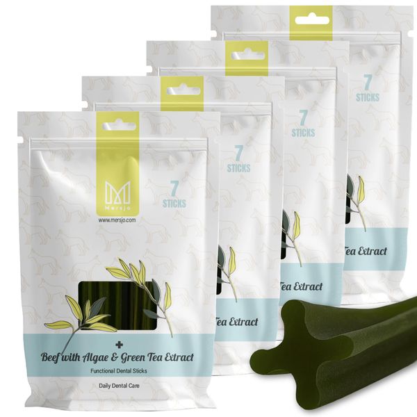 Snack Per Cani Mersjo Dental Sticks - Coniglio Con Papaya E Mirtillo Rosso (28 Stick)-image