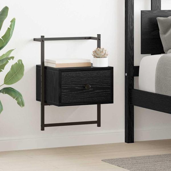 Vidaxl Comodino Look Rovere Nero 35 X 30 X 51 Cm Materiale A Base Di Legno-image