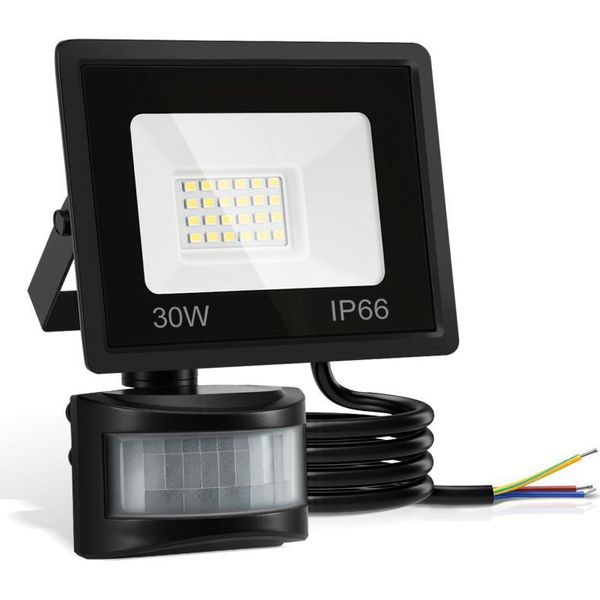 Jayseuw Led Proiettore Con Sensore Di Movimento 4X 30W Illuminazione Esterna Proiettore Faretto Bianco Freddo-image