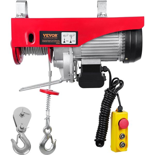 Argano Elettrico Del Cavo 500Kg A 1000Kg Altezza Di Sollevamento 12M Argano Del Cavo Motorizzato Argano 1600W Motore Di Rame Blocco Puleggia 10M/Min Sollevamento Velocità Argano Con Telecomando Cablato Paranco A Catena Paranco Del Cavo-image