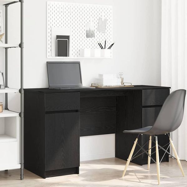 Maison Exclusive - Scrivania Rovere Nero 140 X 49 X 76 Cm Legno Multistrato-image