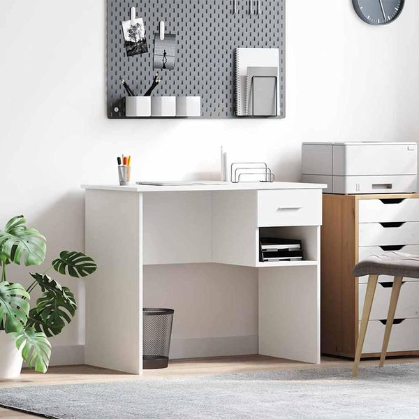 Maison Exclusive - Scrivania Con Cassetti Bianco 90 X 49 X 75 Cm Materiale Ligneo-image