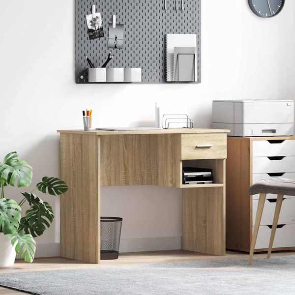 Maison Exclusive - Scrivania In Rovere Sonoma 90 X 49 X 75 Cm Materiale Ligneo-image