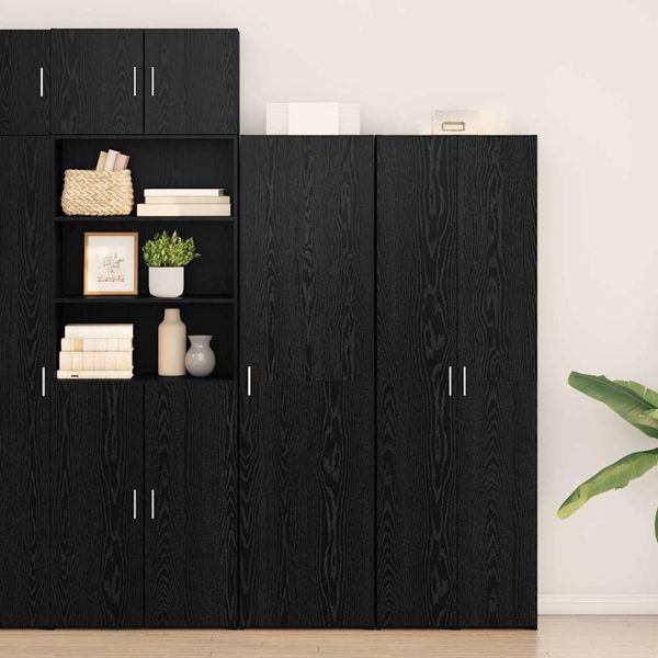 Maison Exclusive - Credenza Alta 2 Pezzi Effetto Rovere Nero 50 X 42,5 X 185 Cm-image
