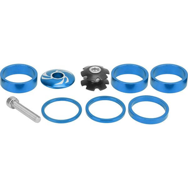 6Pcs Cuffia Della Bicicletta -Distanziatore In Lega Di Alluminio Bicicletta -Manubrio -Stelo -Distanziatore Per Mountain Bikeblu-image