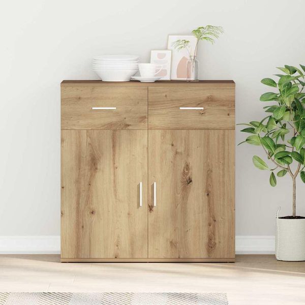 Vidaxl Credenza In Rovere Lavorata A Mano 79 X 38 X 80 Cm Materiale A Base Di Legno-image