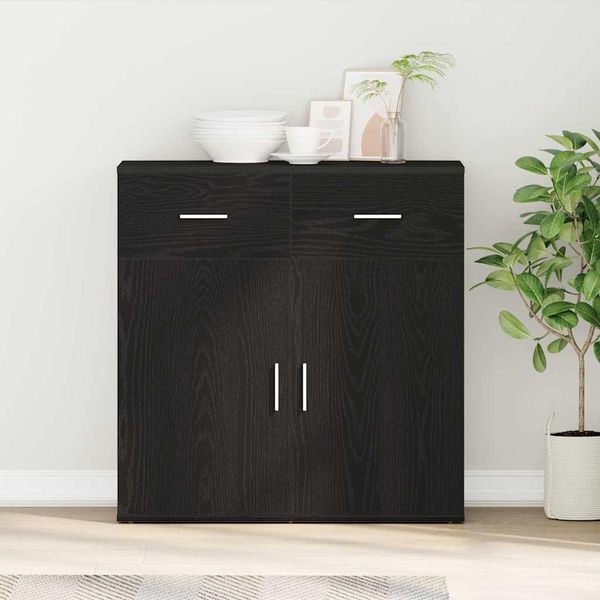 Maison Exclusive - Credenza Effetto Rovere Nero 78 X 38 X 80 Cm Materiale Ligneo-image
