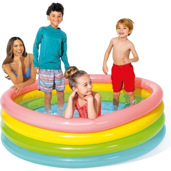 Piscina Gonfiabile Rainbow 4 Anelli 168 X 46 Cm Intex 56441-image