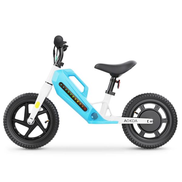 Aokda AO-K8 Bici Senza Pedali Elettrica Per Bambini - Motore 180W Batteria 21.6V 5.2Ah Pneumatici 12" - Blu"-image