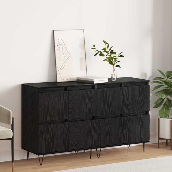 Maison Exclusive - Credenza 2 Pezzi Effetto Rovere Nero 120 X 35 X 70 Cm-image