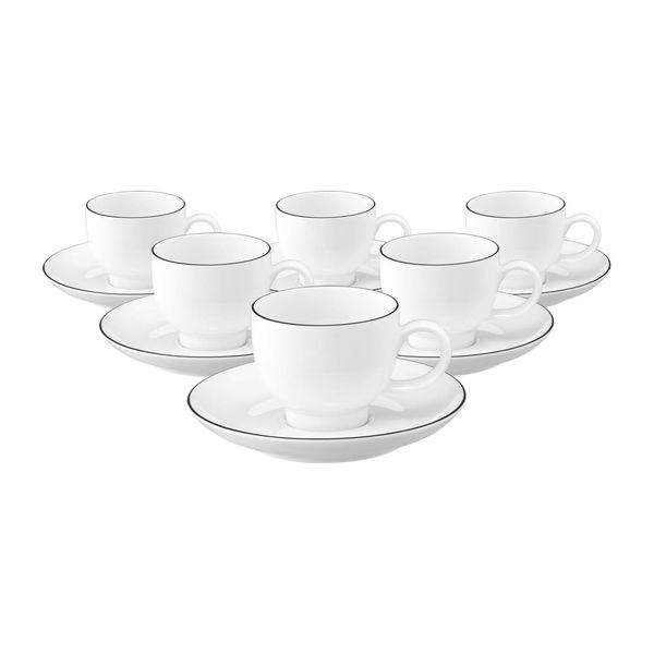 Seltmann Weiden Espressotassen Mit Untertassen Lido Black Line 90 Ml 6Er Set-image