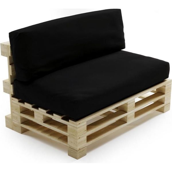 Cuscini Sfoderabile Per Pallet Lotto X2 In Poliestere Bananair 120X80Cm/120X40Cm Nero-image