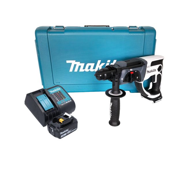 Makita Dhr 202 Sfw Trapano A Percussione A Batteria 18 V 20 Mm 2,0 J Bianco + 1X Batteria Ricaricabile 3,0 Ah + Caricabatterie + Custodia-image