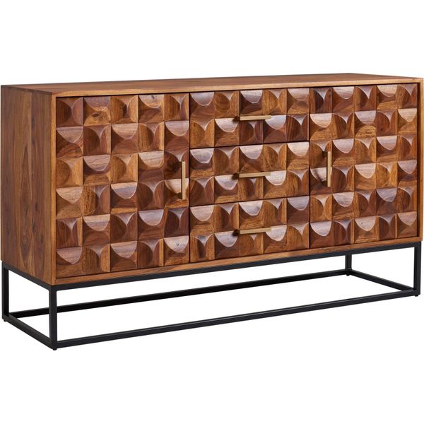 Credenza 145X81X45 Cm In Legno Massiccio Di Sheesham / Credenza In Metallo | Wohnling-image