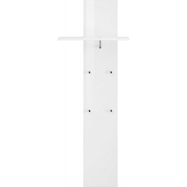 Dmora Mobile Da Ingresso Etesia 27X50X140H Cm Bianco Bianco Lucido, Appendiabiti Un Ripiano Italy-image