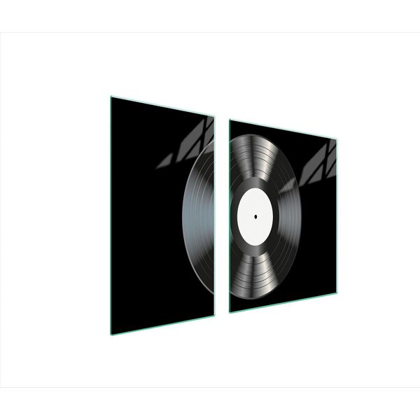 Piastre Copri Fornelli 2 Pezzi 90X52 Ceramica Copri Piano Cottura Vetro Tagliere Vinile Nero-image
