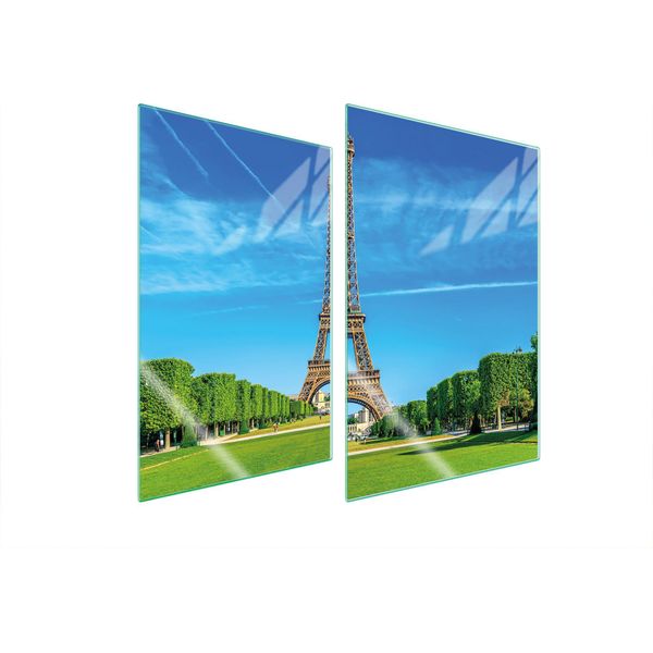 Piastre Copri Fornelli 2 Pezzi 35X52 Copri Piano Cottura In Ceramica Tagliere In Vetro Torre Eiffel Paesaggio-image