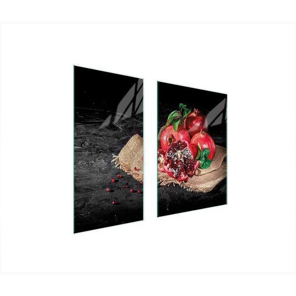 Piastre Copri Fornelli 2 Pezzi 75X52 Copri Piano Cottura In Ceramica Tagliere In Vetro Granata Frutta-image