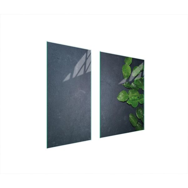 Piastre Coprifornelli 2 Pezzi 75X52 Coprifornelli In Ceramica Tagliere In Vetro Ardesia Fogliame-image