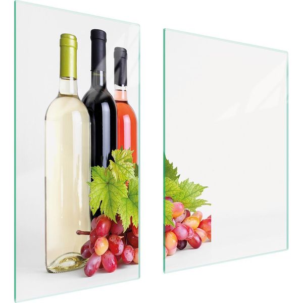 Piastre Copri Fornelli 2 Pezzi 75X52 Copri Piano Cottura In Ceramica Tagliere In Vetro Colore Vino-image