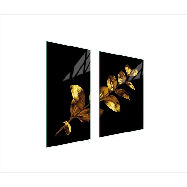 Piastre Copri Fornelli 2 Pezzi 75X52 Copri Piano Cottura In Ceramica Tagliere In Vetro Golden Foliage-image