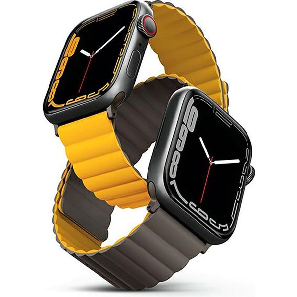 Uniq Pasek Revix Apple Watch Series1/2/3/4/5/6/7/8/9/Se/Se2/Ultra/Ultra 2 42/44/45/49Mm. Magnetico Reversibile Musztardowy-Khaki/Mustard-Khaki-image