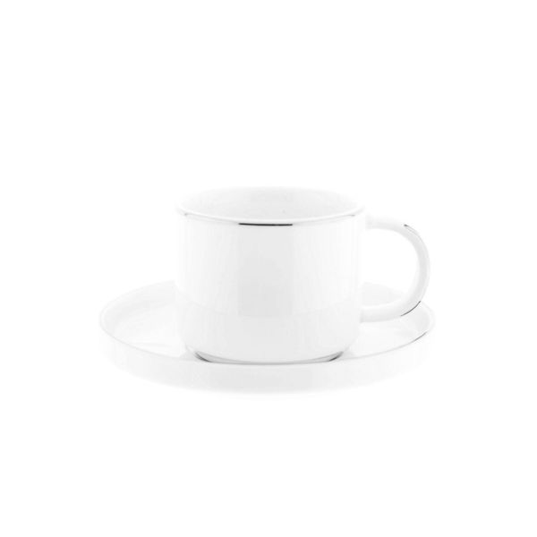 Mulex Set Di Tazze Da Moka Da 12 Pezzi Con Piattino In Porcellana Set Da Moka Da 100 Ml Bianco/Argento-image