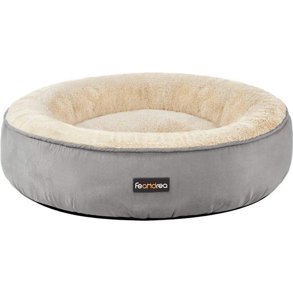Letto Per Cani Feandrea, Letto Per Gatti, Ciambella, Ø 60 Cm, Grigio Chiaro-image