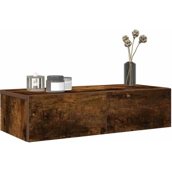 Maison Exclusive - Mensola A Muro Con Cassetti In Rovere Affumicato 60X26,5X15 Cm-image