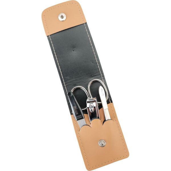 Set Manicure 4 Pezzi Solingen* Con Custodia In Vera Pelle, Forbici Per Unghie, Lima, Pinzette Beige-image