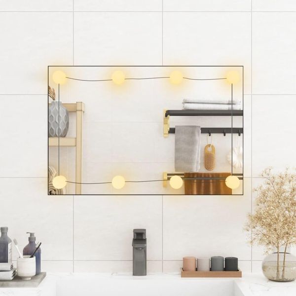 The Living Store Specchio Da Parete Con Luci Led 40X60 Cm In Vetro Rettangolare-image