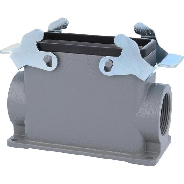 04301160263 Harting Han 16B Custodia A Base Alta, 1 Uscita Cavi Laterale M32, Con 2 Traverse M32 A Vite-image