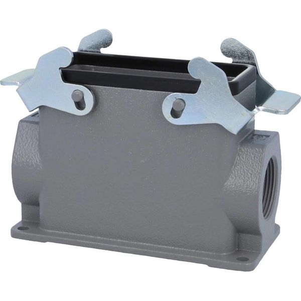 04301160270 Harting Han 16B Custodia A Base Alta, Uscita Cavi Laterale 2Xpg21, Con 2 Traverse Attacco A Vite PG21-image
