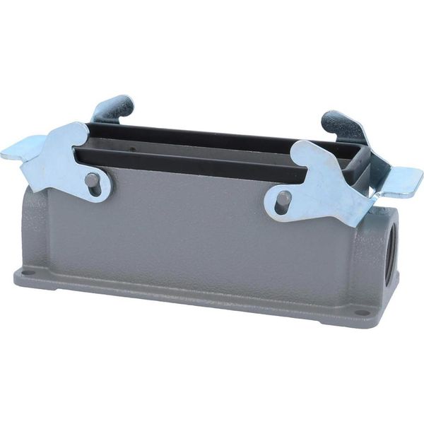 04301241263 Harting Han 24B Custodia A Base Bassa, 1 Uscita Cavi Laterale M25, Con 2 Traverse M25 A Vite-image