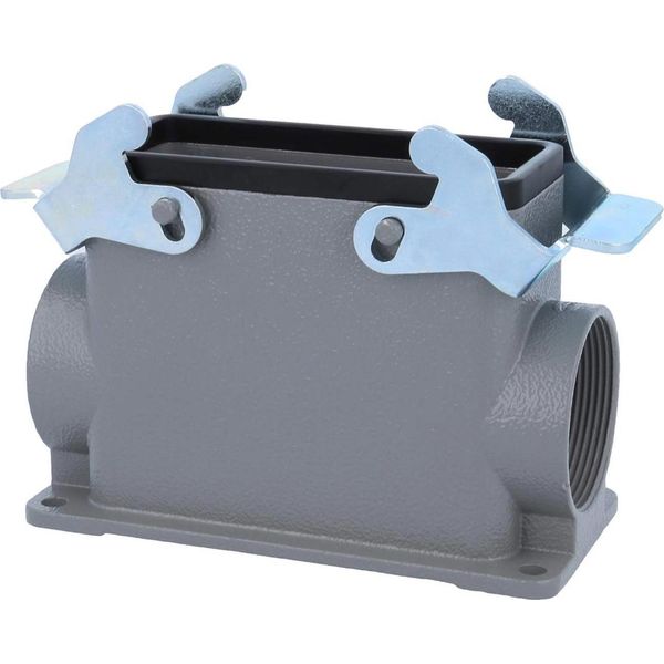 04301160272 Harting Han 16B Custodia A Base Alta, Uscita Cavi Laterale 2Xm40, Con 2 Traverse M40 A Vite-image