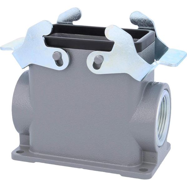 04301100272 Harting Han 10B Custodia A Base Alta, Uscita Cavi Laterale 2Xpg21, Con 2 Traverse Attacco A Vite PG21-image