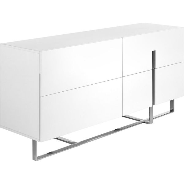 Credenza Angel Cerdá In Legno Bianco E Acciaio Cromato 3052-image