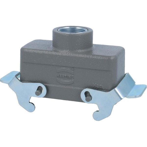 04301161462 Harting Han 16B Custodia Bassa Per Passacavi, Uscita Cavo Diritto 1Xm25, Con 2 Traverse M25 A Vite-image