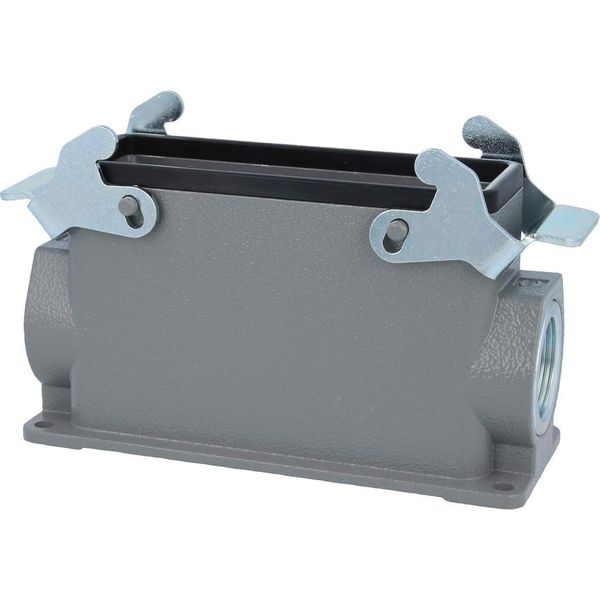 04301240270 Harting Han 24B Custodia A Base Alta, Uscita Cavi Laterale 2Xpg21, Con 2 Traverse PG21 Pressacavo-image