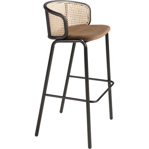 Sgabello Angel Cerdá In Rattan E Velluto Marrone 4128-image