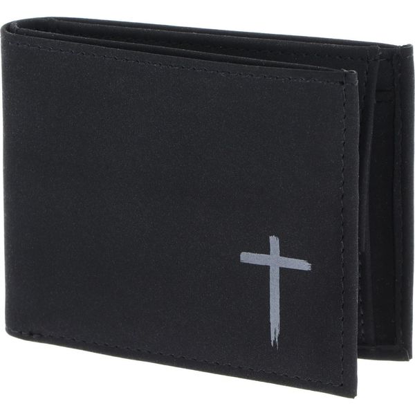 Oxmox Portafoglio New Cryptan Rfid Protect PocketböRse Freedom Cross Print Grey Black Nero-image