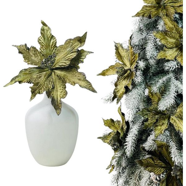 Stella Di Natale Verde Scuro Su Clip - Albero Di Natale In Fiore 20 Cm-image